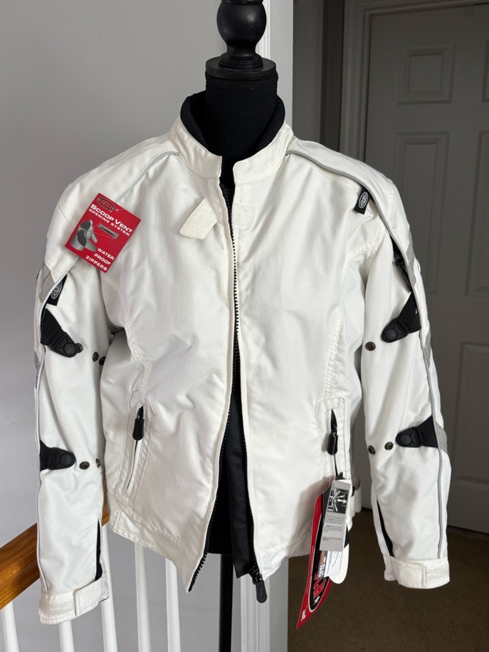 White Motorcycle Jacket with Black Accents